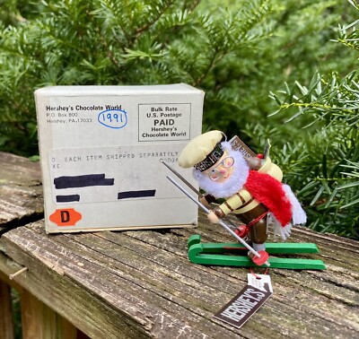 Kurt Adler Hershey's Chocolate Elf on Skis Wooden Christmas Ornament!  NWT!!