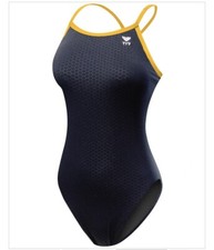 TYR Women  s Hexa Diamondfit Swimsuit, Black/Gold, Size 26 RTL 80 NWT