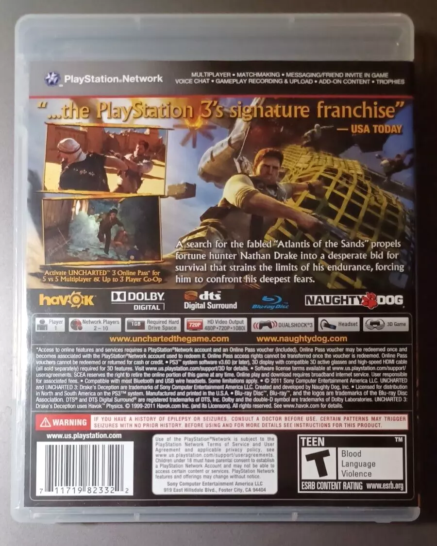 Uncharted 3: Drake's Deception - PS3 (SEMI-NOVO)