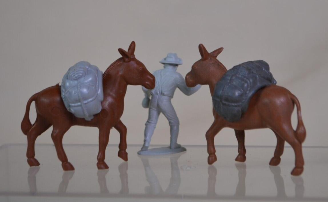 Marx Western Playset 2 Pack Mules and 1 Miner 3 eBay