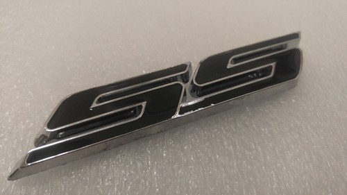 Set Of 3 Black & Chrome SS Badge Emblems For Chevy Camaro, Impala, Cobalt - Fender & Trunk