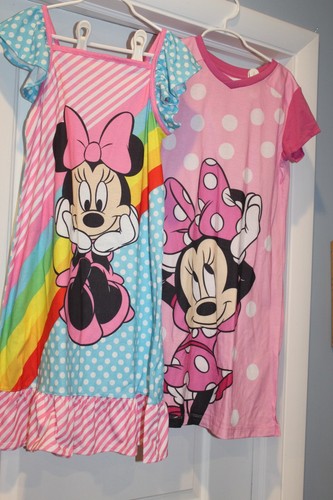 Girl Sz 9/10 Disney Minnie Mouse Short Sleeve nightgown Pink Blue Summer Spring