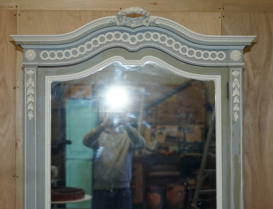 ANTIGUO ESTAMPADO MELLIER & CO ANGLO FRANCÉS SHABBY CHIC ARMARIO PUERTA ESPEJADA Foto 4 de 4