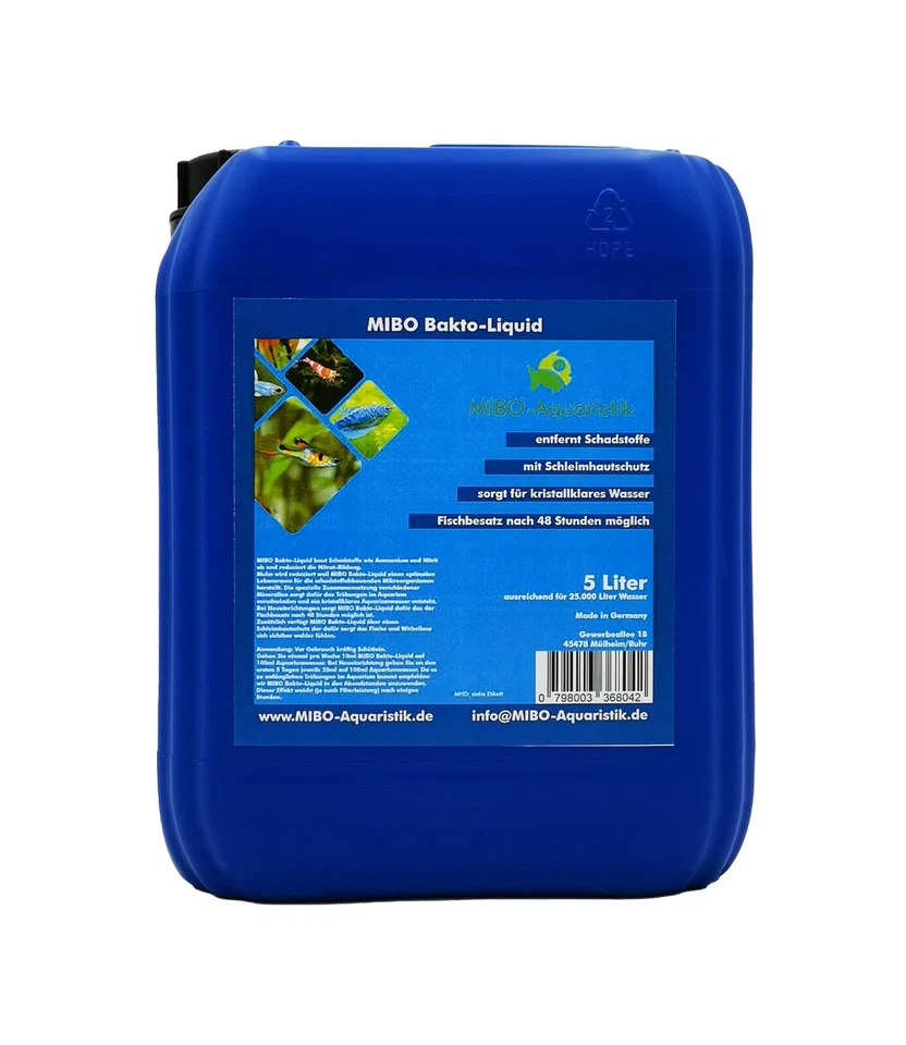 MIBO-AQUARISTIK (5,18€/L) MIBO Bakto Liquid 5.000ml Aquarium Wasseraufbereiter Schadstoffabbau