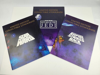 STAR WARS Limited Edition Collectible Lithograph Set 3 Original Trilogy Art 2006
