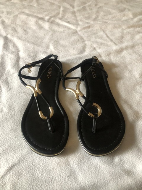 BRAND NEW! GUESS Black and Gold Sandals Size 9 | eBay