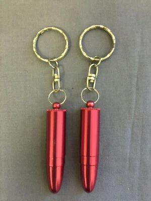 PINK COLOR BULLET SET OF 2 KEY CHAIN 2" SECRET SAFE COMPARTMENT / PILL CONTAINER