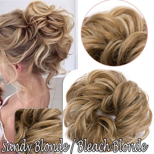 Curly Messy Bun Hair Piece Scrunchie Updo Cover Hair Extensions Thick Hairpiece - Picture 11 of 36
