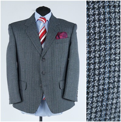 Herren Vintage Blazer 42 S UK Größe WALBUSCH Kariert Grau Wolle Sport Mantel Jacke