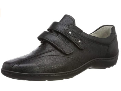 Waldläufer Henni bequeme Damenschuhe UK 4 weite Passform schwarz Leder Touch Close