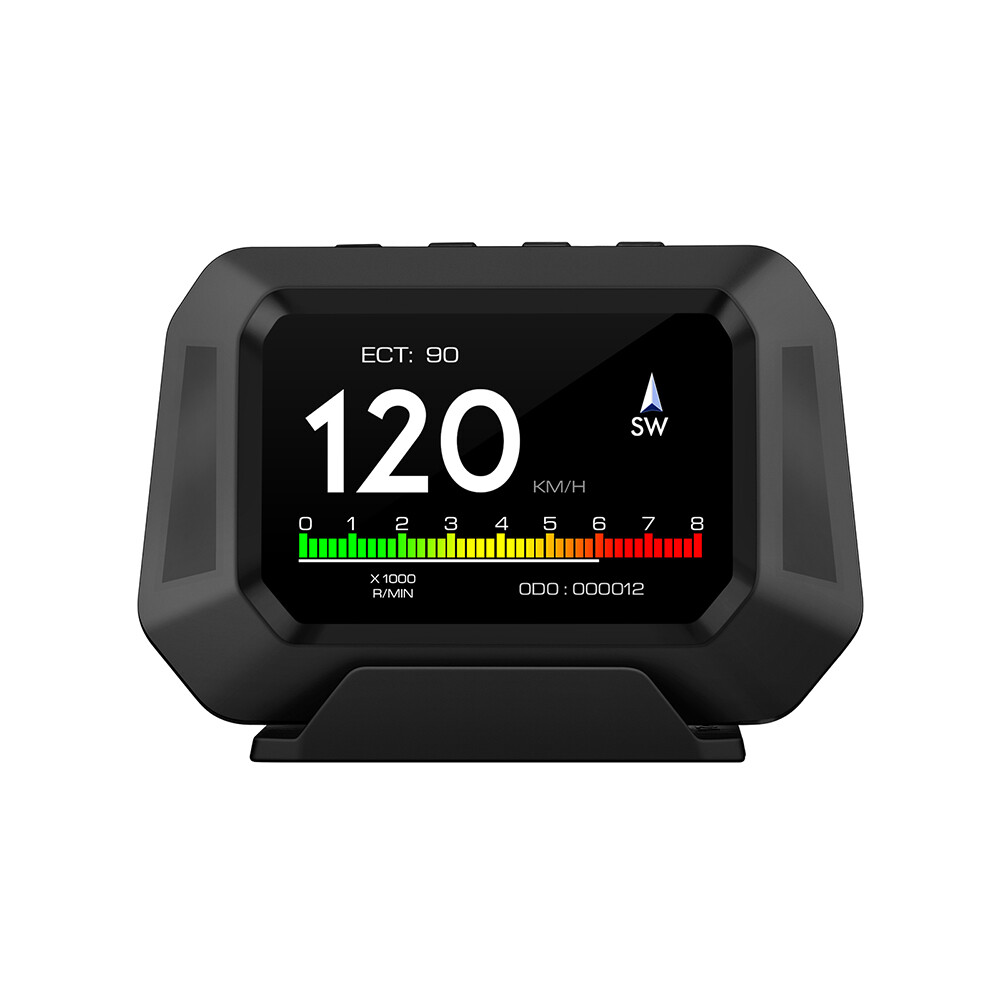 Car HUD Head Up Display OBD2 GPS Overspeed Warning System Slope Meter Km/h MPH