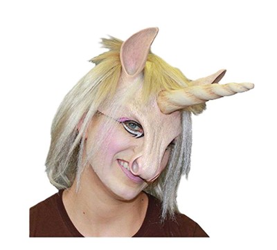 Unicorn Mask Head Piece - Synthetic Hair - Costume Cosplay Accessory