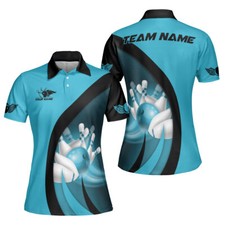 Custom Bowling Polo Shirts for Women Customized Funny Bowling Short Sleeve Polo