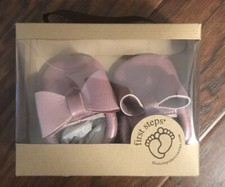 NEW First Steps Leather Pink Moccasins Size 1 0 To 6 Months Baby