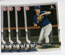 JUSTIN JARVIS MIAMI MARLINS  2018 BOWMAN 1ST 4X LOT ROOKIE RC