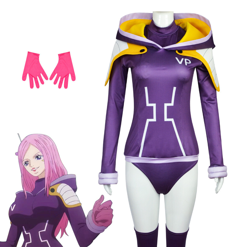 Cosplay One Piece Egghead Jewelry Bonney Costumes Halloween Carnival Suit Gloves
