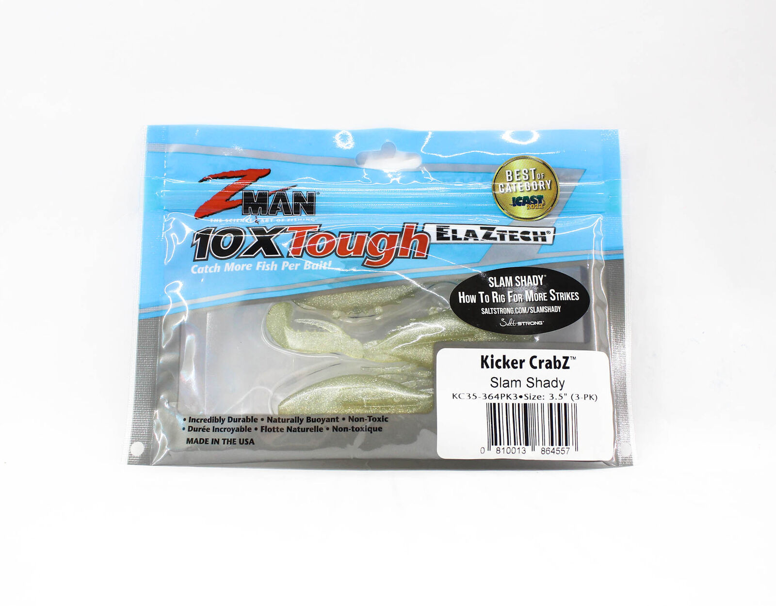 Zman Soft Lure Kicker CrabZ 3.5 Inch 3/Pack Slam Shady (4557)