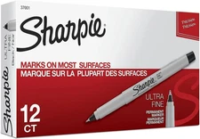 SHARPIE Permanent Markers, Ultra Fine Point, Black, 12 Count 37001 NEW IN BOX