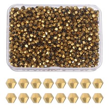 1000pcs 4mm Bicone Glass Crystal Beads, Faceted Beads with Box Gold Tone