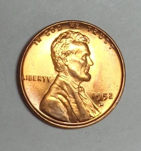 1952-D Lincoln Wheat Penny Cent Red BU Uncirculated From Original Roll