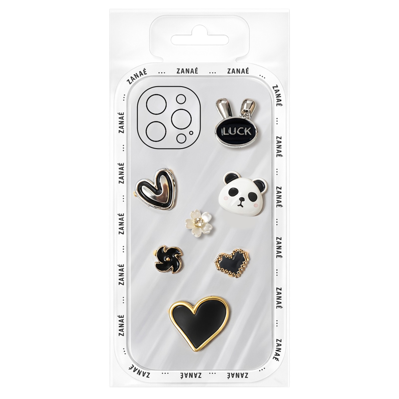 Motifs Pearl Panda autocollants 3D anti dérapants pour coques lisses