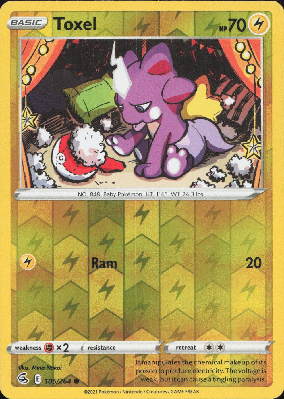 Toxel 105/264 COMMON REVERSE HOLO Fusion Strike Pokemon Lightly Played
