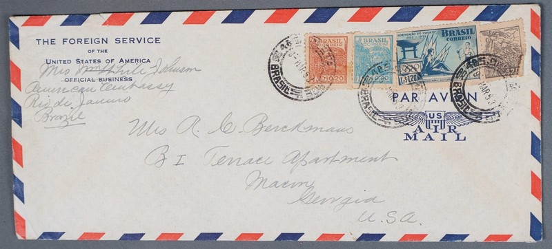Mayfairstamps Brazil 1950s to US Mar. Georgia Official Airmail cover cca_11955