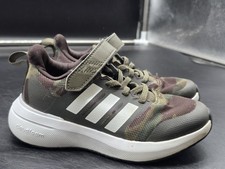 Adidas Cloudfoam Shoes Kids Size 11K Green Camo Hook Loop Sneakers IE1973 Stains