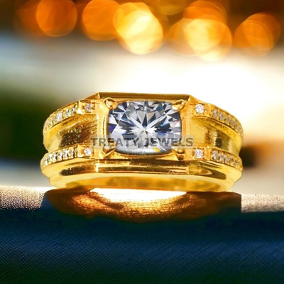 #ad #ad Moissanite Oval Cut With 14k Yellow Gold Ring For Men#x27;s #A436 # $499.99