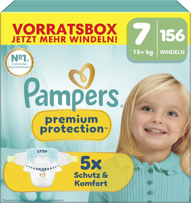 Pampers Premium Protection 15kg+ Größe 7 Hautschutz Auslaufschutz 156 Windeln