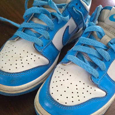 Nike Dunk Low Men s Blue/White Colorblock Leather Lace-Up Low Top Sneakers-UNC