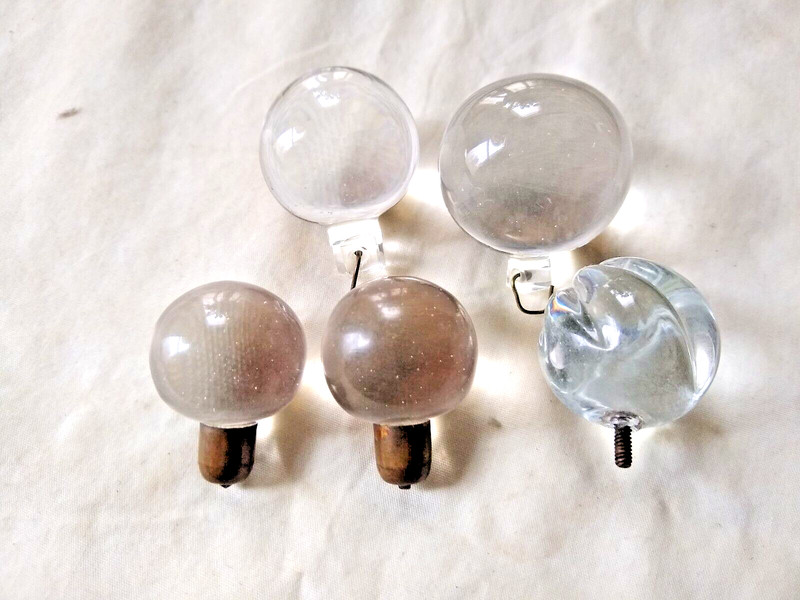 5 Vintage Transparent Crystal Pendant Balls About 1" to 1.5" Diameter