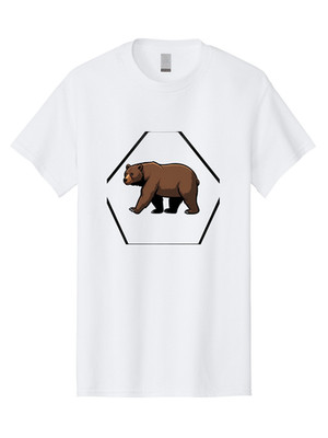 Brown-Bear-Hexagon-1 Mens Graphic Tee, 100% Cotton, Casual Summer Wear
