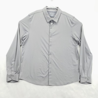 Coolibar Shirt Men's Large Gray Vita Button-Down UV Protection Stretch UPF 50+