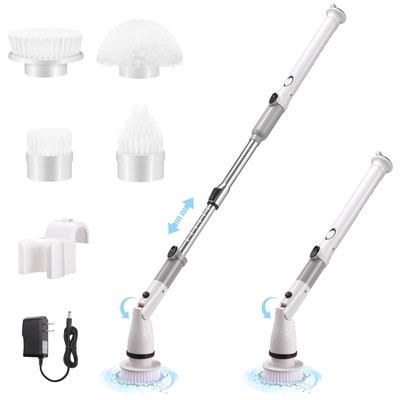 Electric Spin Scrubber for Cleaning, Shower Scrubber with Long Handle, Cordle...
