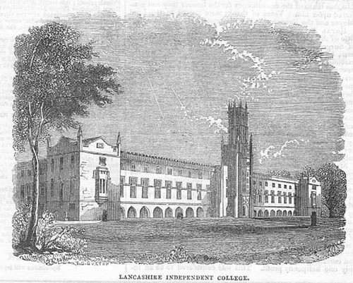 LANCASHIRE Independent College - Antique Print 1843