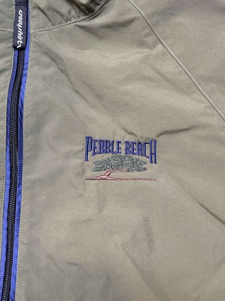 复古 Pebble Beach 高尔夫夹克男式 XL 黑色 20 世纪 80 年代 PGA 疯狂衬衫夏威夷 64 — 第 3/4 张图片