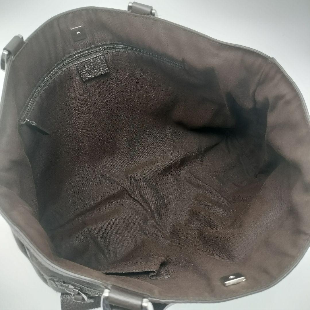 Gucci Tote Bag GG Canvas Leather Dark Brown Authentic Near Mint thumbnail 9