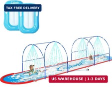 23FT Lawn Water Slide with Dual Metal Frame Independent Sprinkler System, Wate