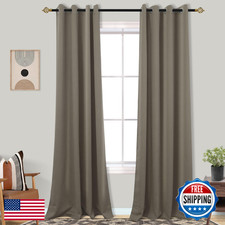 Mrs.Naturall Taupe Blackout Curtains 52x108 Inch, Grommet, Bedroom