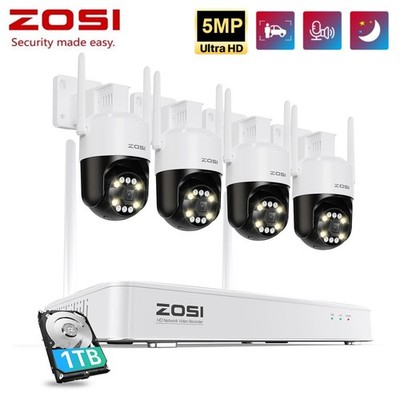 ZOSI 5MP WLAN PTZ Überwachungskamera Set WiFi6 8CH 1TB NVR Außen Farbnachtsicht