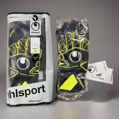 Uhlsport Goalkeeper Gloves Supersoft SF  Adult Size 8 Soccer Gloves Black Yellow