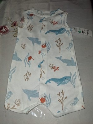 Carters Child Of Mine 3-6M 1 Piece Pajamas Sea Creatures Dolphins