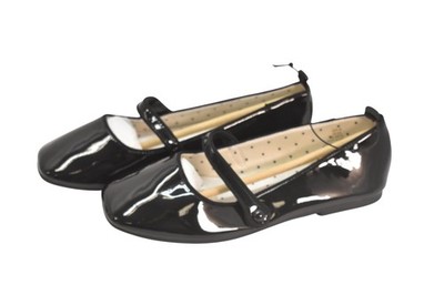 H&M Mary Jane Shoes Girls Size 2.5 Black Patent Strap Button Dress Flats School