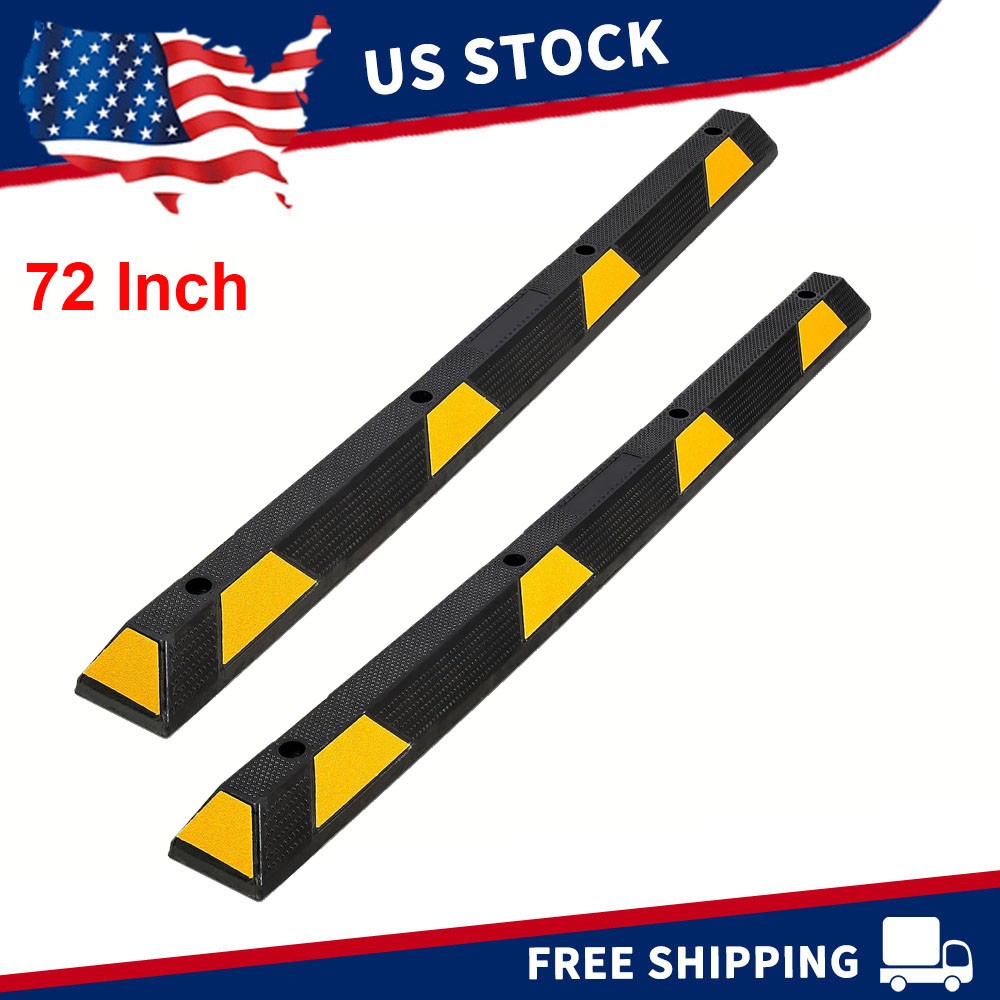 2Pcs 72" Curb Parking Garage Floor Stopper 55000LB Rubber Parking Curb