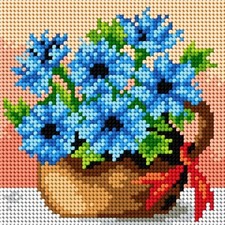 Orchidea Needlepoint canvas for halfstitch without yarn Basket of Cornflowers