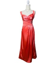 DAVID'S BRIDAL Sleeveless Prom Embroidered Bridesmaid Dress Coral Pink SZ 2 XS