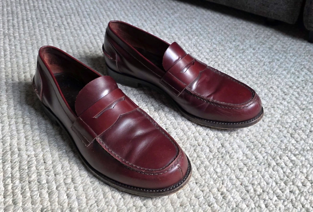 Giorgio Armani Crocodile Leather Loafers Moc Toe Men\'s 6.5 Brown Burgundy Italy GIORGIO ARMANI @giorgioarmani Burgundy Calfskin Penny Men main image 3