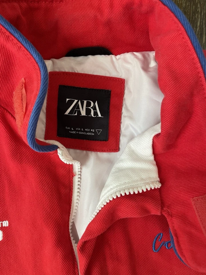 Novo! Jaqueta de Moto Zara Tamanho Grande Pesada Bordada Conexões Humanas Logotipos - Imagem 4 de 4