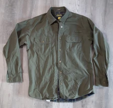 Cabela's Men's Flannel Lined Buttondown Shirt Olive Medium Tall